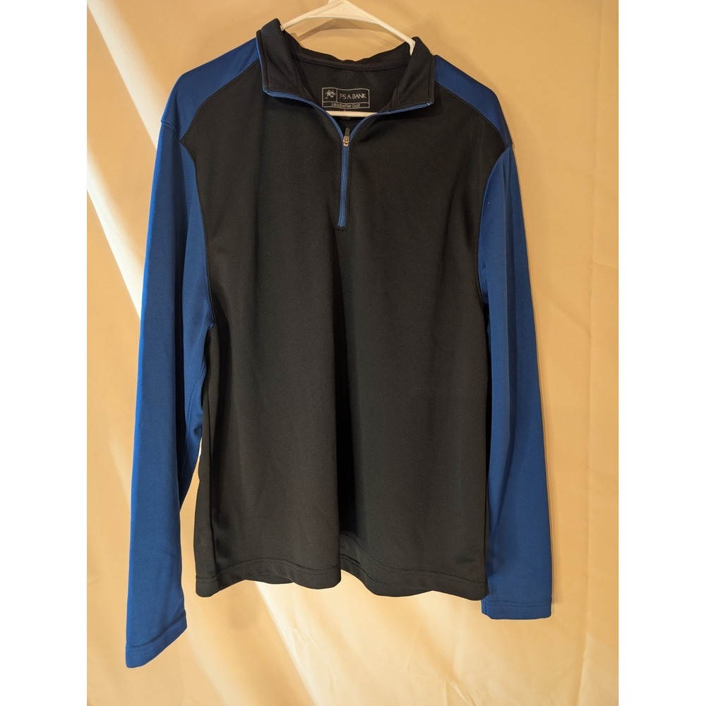 JOS. A. BANK Leadbetter Golf 1/4 Zip Pullover Men's‎ L Black Blue Long Sleeve